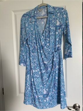 Talbots Blue Paisley Print Dress